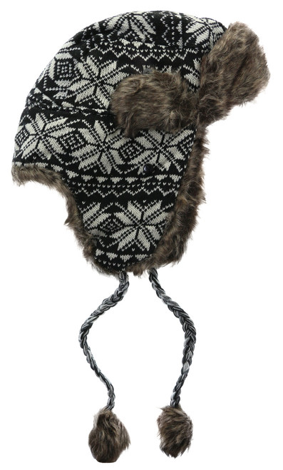 Sizes Vary Knit Snowflake Pattern Trapper-Hat HAT103