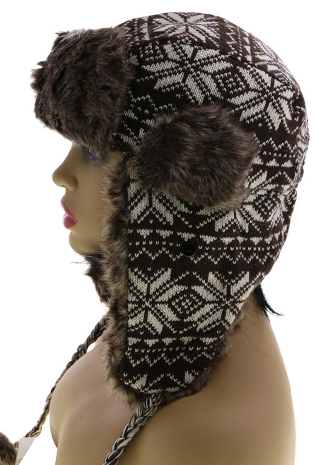 Sizes Vary Knit Snowflake Pattern Trapper-Hat HAT103