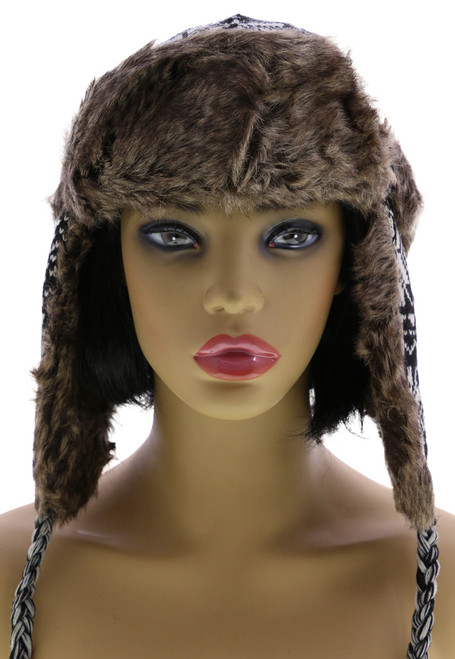 Sizes Vary Knit Snowflake Pattern Trapper-Hat HAT103
