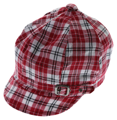 One Size Fits Most Plaid Pattern Decorative Buckle Bakerboy-Hat HAT175
