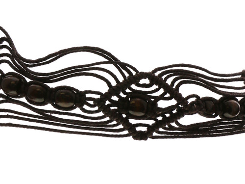 Brown String Belt with Wooden Bead Accents BLT6613DBBT