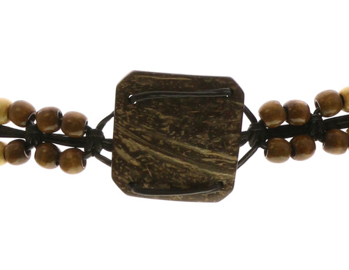 Brown Fashion String Belt with Wooden Bead Accents BLT6645BNBT