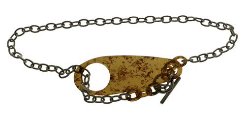   Silver Tone & Brown Metal Fashion Chain Belt BLT117922AM