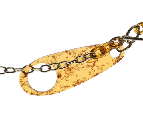   Silver Tone & Brown Metal Fashion Chain Belt BLT117922AM