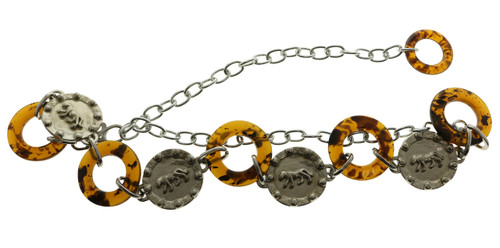 Silver Tone & Brown Fashion Chain Belt BLT888305S