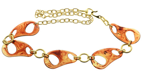 Gold Tone & Brown Fashion Chain Belt BLT999005GM