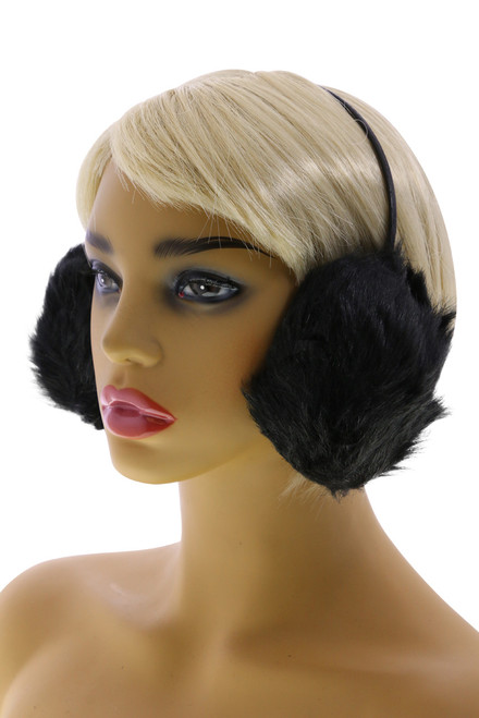 Black Faux Fur Earmuffs EM011