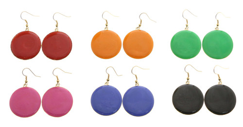 Gold Tone Dangle Earrings in Assorted Colors E05GC