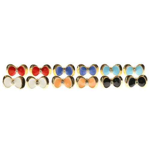 Colorful Bows Gold Tone Post Earrings E52C