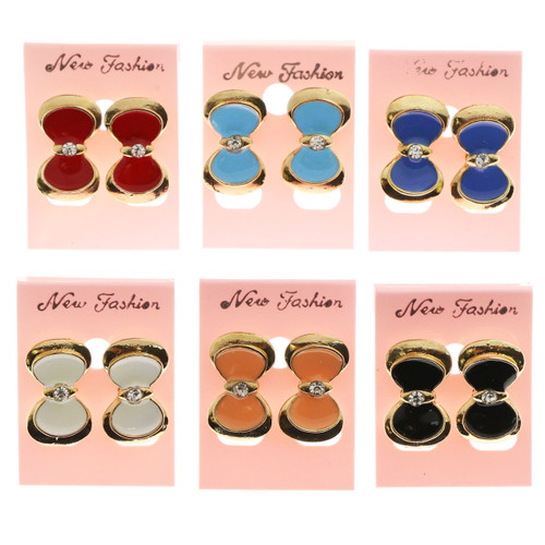 Colorful Bows Gold Tone Post Earrings E52C