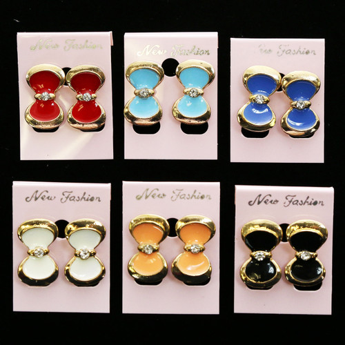 Colorful Bows Gold Tone Post Earrings E52C