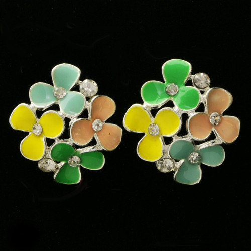 Colorful Flower Post Earrings E316C
