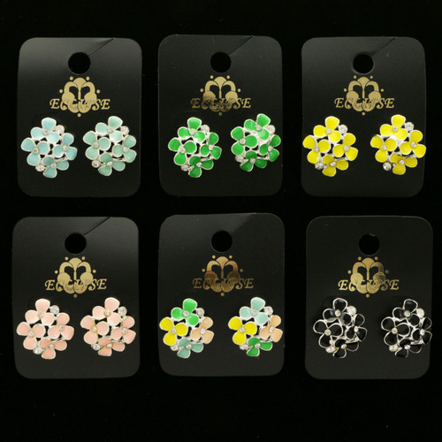 Colorful Flower Post Earrings E316C