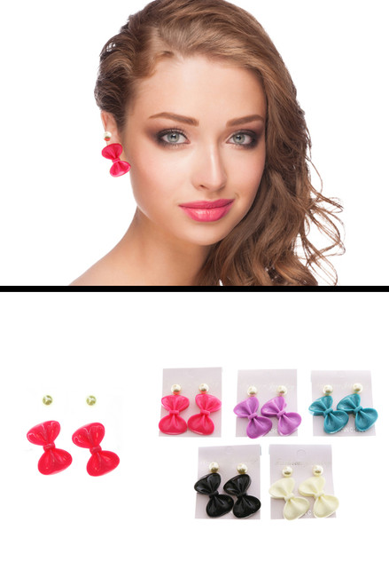 Colorful Bow & Gold Tone Stud Earring Set ME030C Colorful Bow & Gold Tone Stud Earring Set ME030C