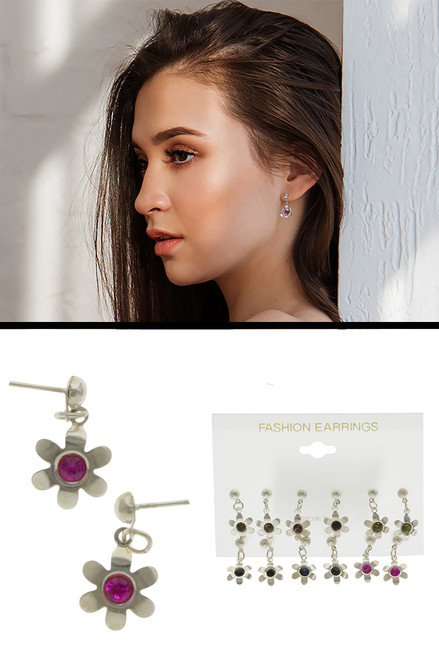 Flower Earring Set with Crystal Accents in Assorted Colors SX1967A Flower Earring Set with Crystal Accents in Assorted Colors SX1967A