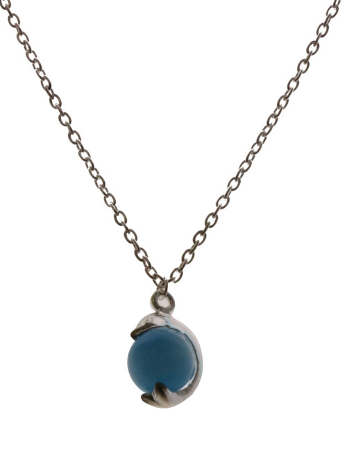 Silver Tone Dolphin Necklace with Glass Bead Accent N2843AC