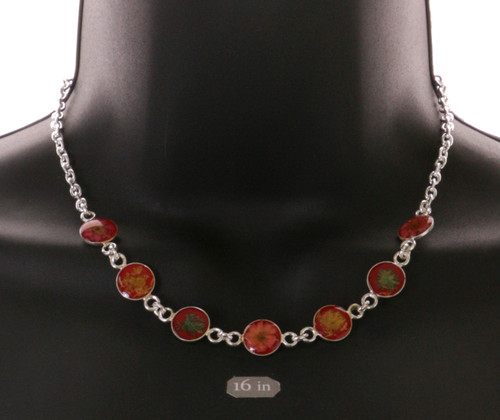 Silver Tone Fashion Necklace with Dried Flower Beads NC6386