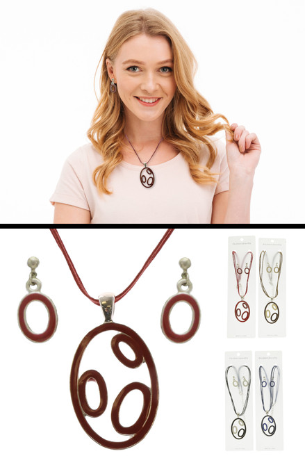 Oval Pendant Necklace & Earring Set NE4455