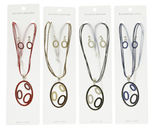 Oval Pendant Necklace & Earring Set NE4455