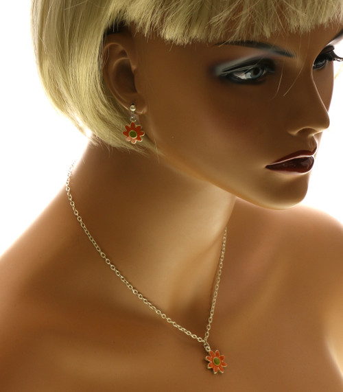 Colorful Flower Necklace & Earring Set NE994AC