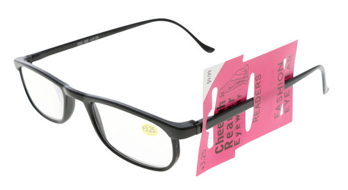Black Acrylic Rectangular Reading Glasses 205BS+3.25