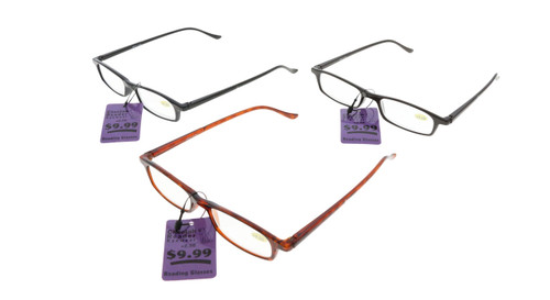 Assorted Color Rectangular Reading Glasses ARC003+2.50