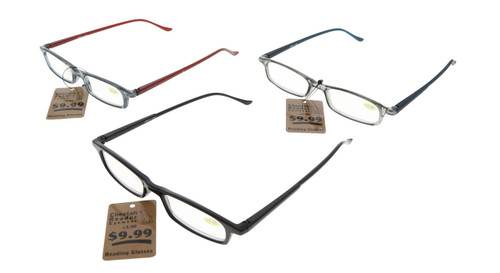 Assorted Color Rectangular Reading Glasses ARC004+3.00