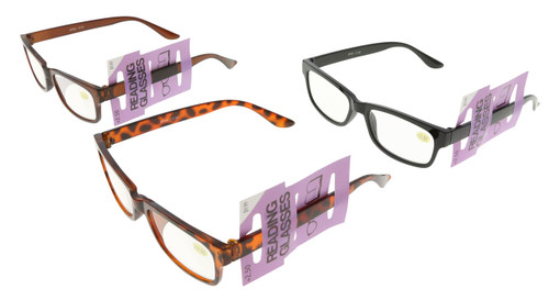 Assorted Acrylic Rectangular Reading Glasses SPM003+2.50