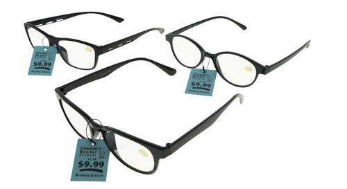 Assorted Color Acrylic Rectangular Reading Glasses UMW12+1.50