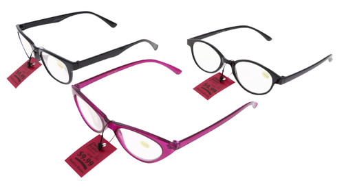 Assorted Color Acrylic Rectangular Reading Glasses UMW12+4.00