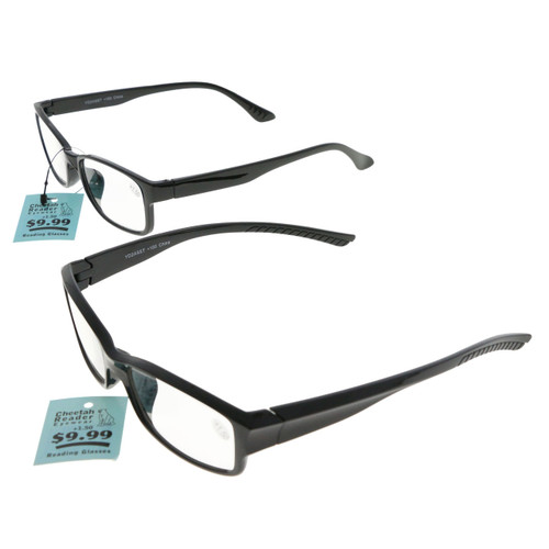 Black Acrylic Rectangular Reading Glasses YD2ASST+1.50