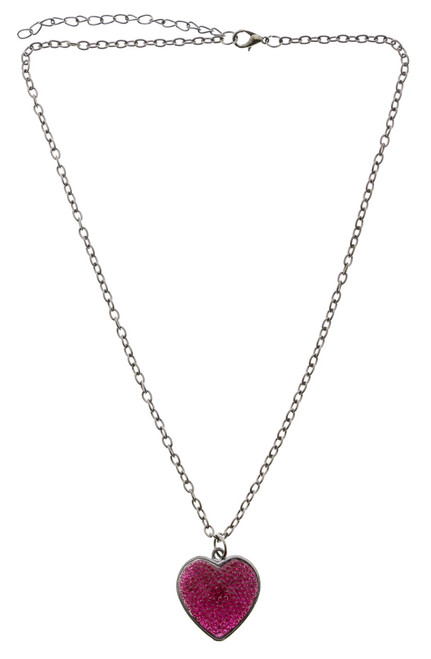 Pink Heart Pendant Necklace with Matching Earrings Gift Box Set GB9037