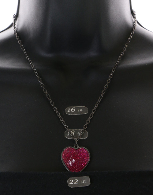 Pink Heart Pendant Necklace with Matching Earrings Gift Box Set GB9037