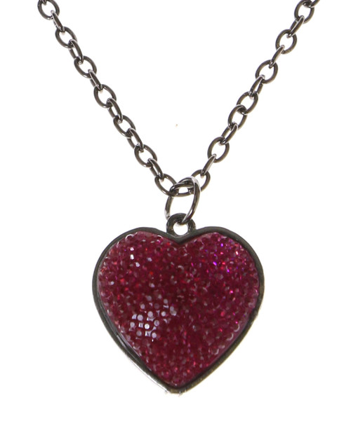 Pink Heart Pendant Necklace with Matching Earrings Gift Box Set GB9037