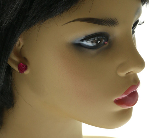 Pink Heart Pendant Necklace with Matching Earrings Gift Box Set GB9037