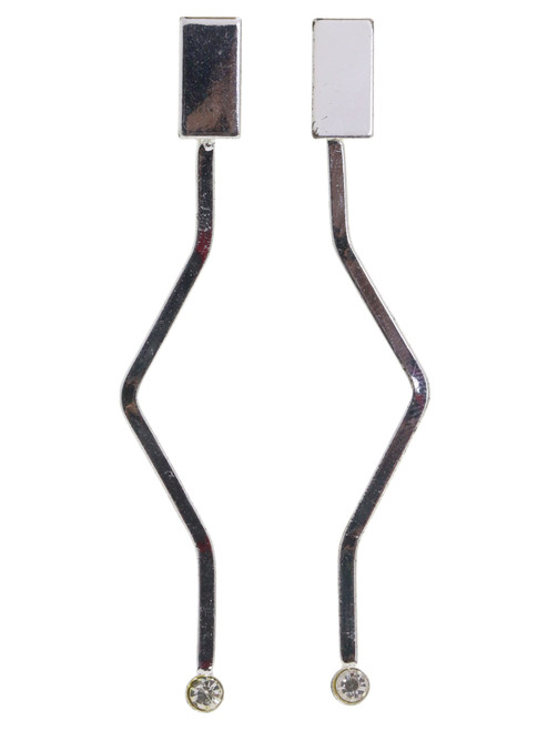 Bent Hanging Bar Dangle Earrings, Silver-Tone - E9891A