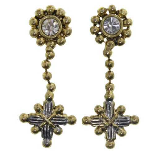 Small Cross Dangle Earring Gold-Tone - E873