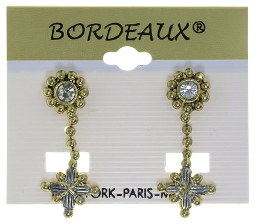Small Cross Dangle Earring Gold-Tone - E873