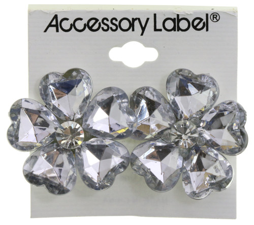 Heart Flower Reflective Post Earrings Silver-Tone - E3072A