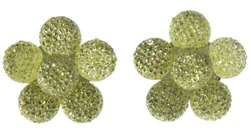 Textured Translucent Flower Post Earrings Yellow - E3078C