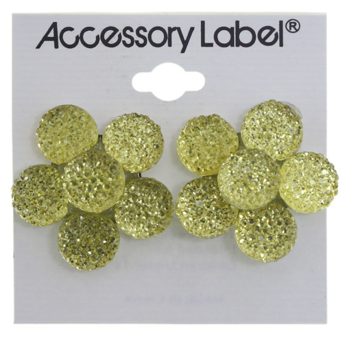 Textured Translucent Flower Post Earrings Yellow - E3078C