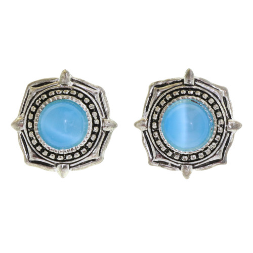 Imitation Stone Post Earrings Silver-Tone - E4034AC