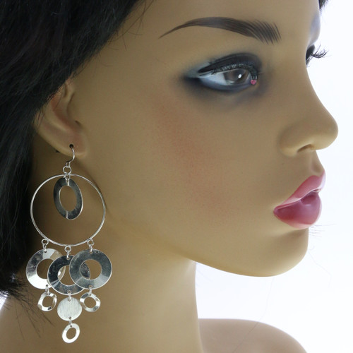 Ringlet Accent Dangle Earrings Silver-Tone - E4522A