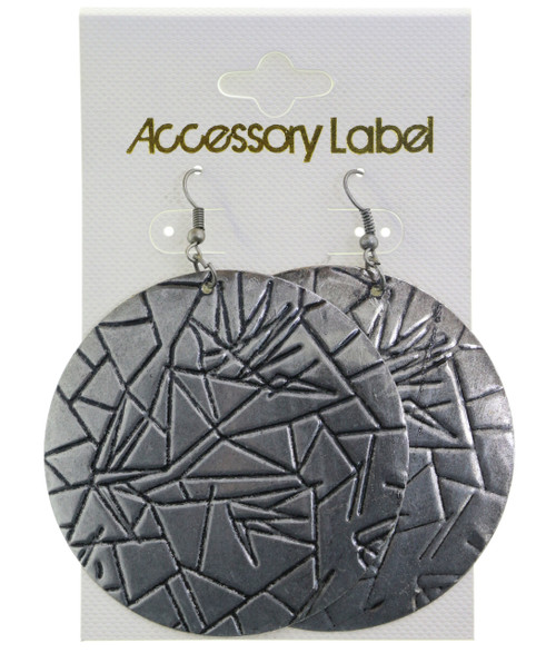 Etched Disc Dangle Earrings Silver-Tone - E23427A