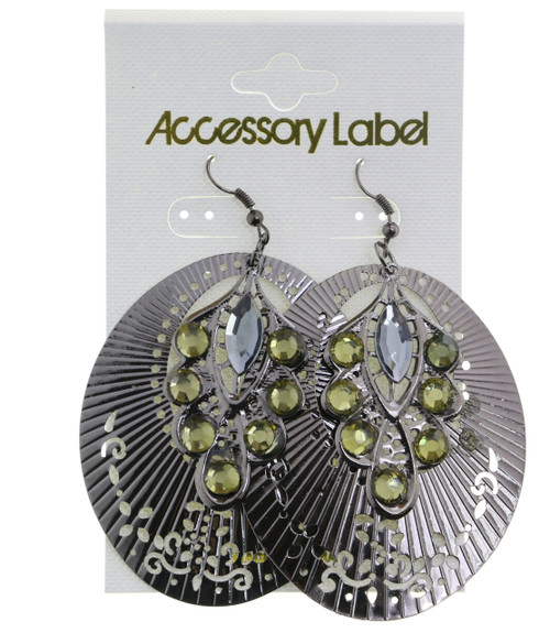 Filigreed Oval Disc Dangle Earrings Silver-Tone - E23518