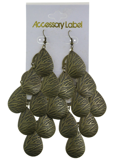 Antiqued Teardrop Branch Design Chandelier Earrings Gold-Tone - E23839