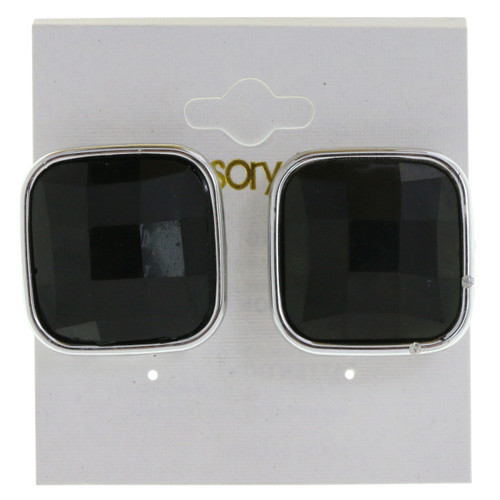 Square Faceted Acrylic Post Earrings Assorted - E28652