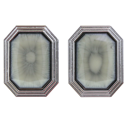 Faux Marble Faceted Post Earrings Assorted - E28655A