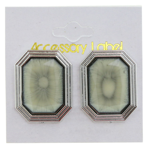 Faux Marble Faceted Post Earrings Assorted - E28655A