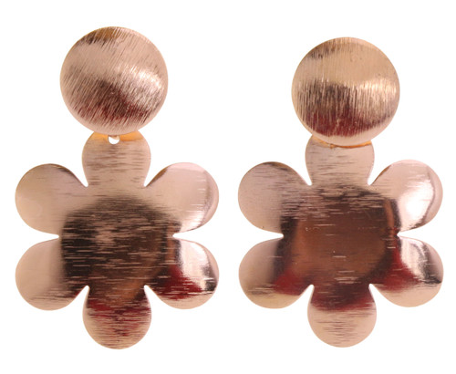 Polished Metal Flower Dangle Earrings Assorted - E31411
